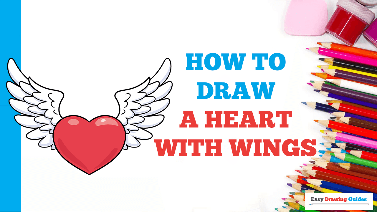 how to draw a heart with wings easy