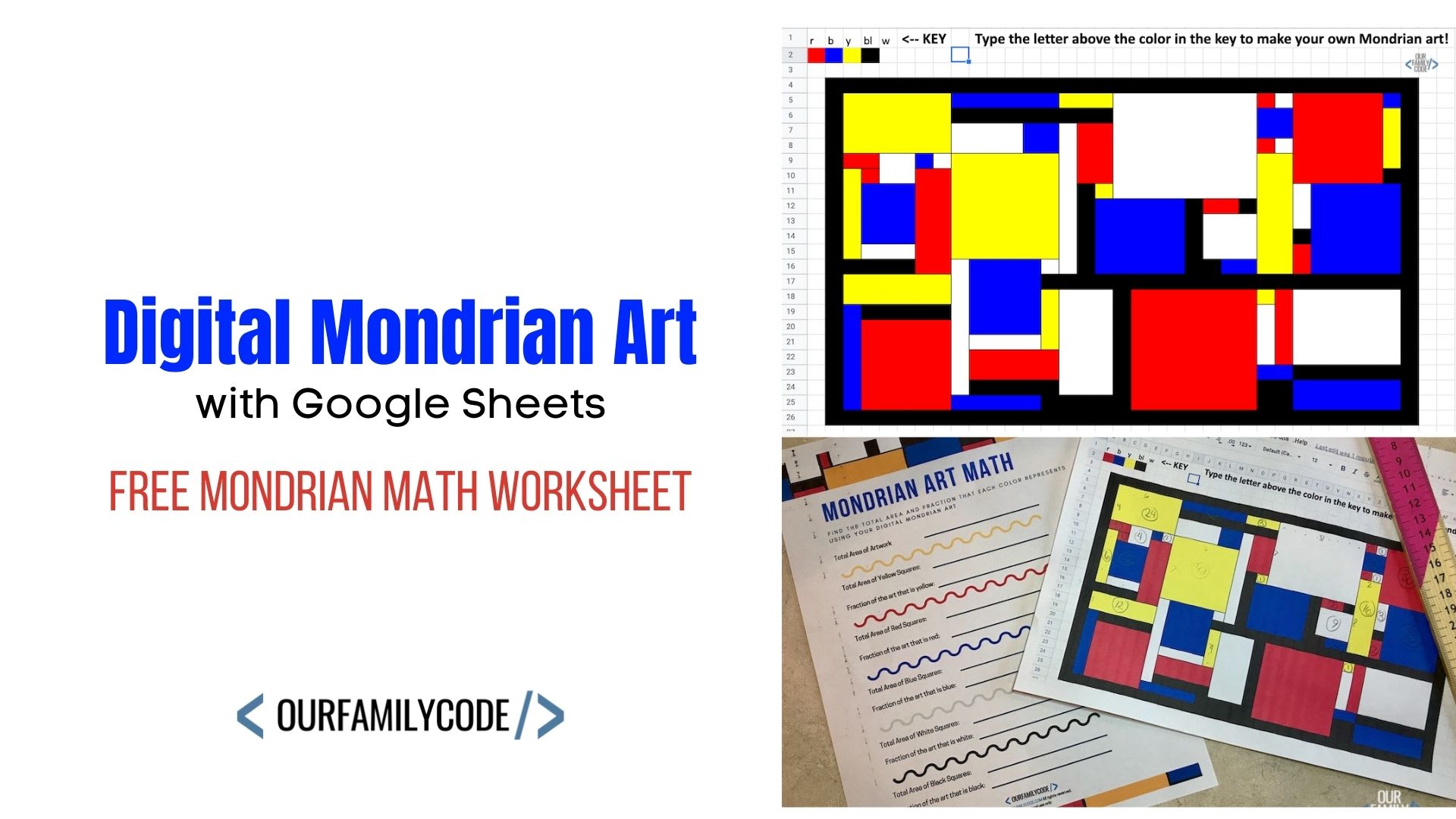 Make Digital Mondrian Art in Google Sheets - Our Family Code