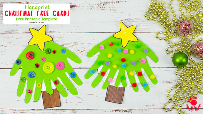 handprint-christmas-tree-cards-kids-craft-room for Free Printable Christmas Handprint Art Handprint Christmas Tree Cards - Kids Craft Room for Free Printable Christmas Handprint Art
